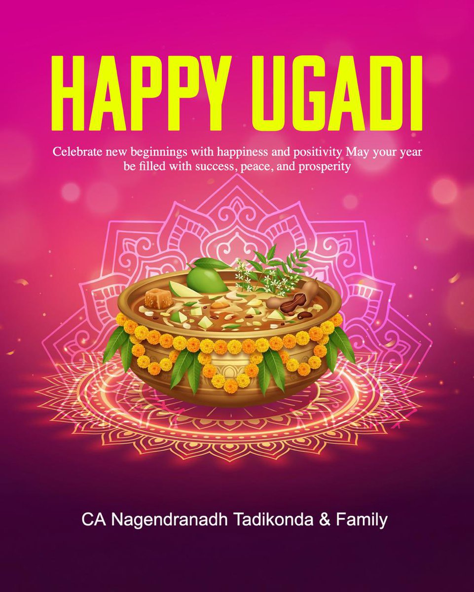 nagendranadh's tweet photo. Happy Ugadi! May this festive season mark the beginning of a year filled with growth, innovation, and great achievements #ugadi #gudipadwa https://t.co/VDzCXFuMJL
