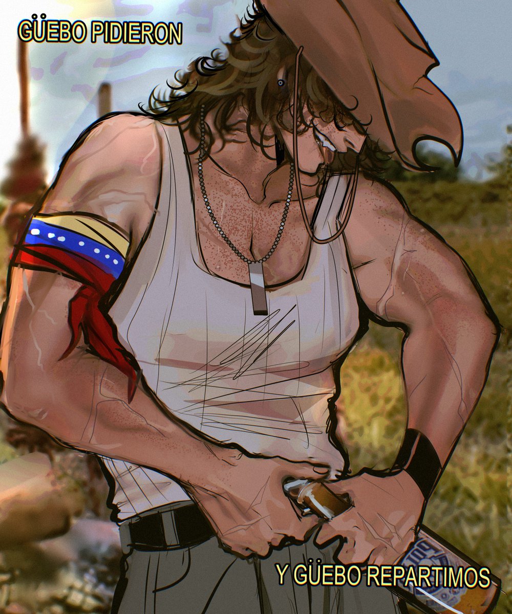 CACHAPA CON QUESO EN ESTA MIERDA CABALLERO-

Tenia que dibujar a mi cachapera llanera celebrando con su carne en vara y su vaina ya saben-

#VenezuelaCampeón 
#originalcharacterart