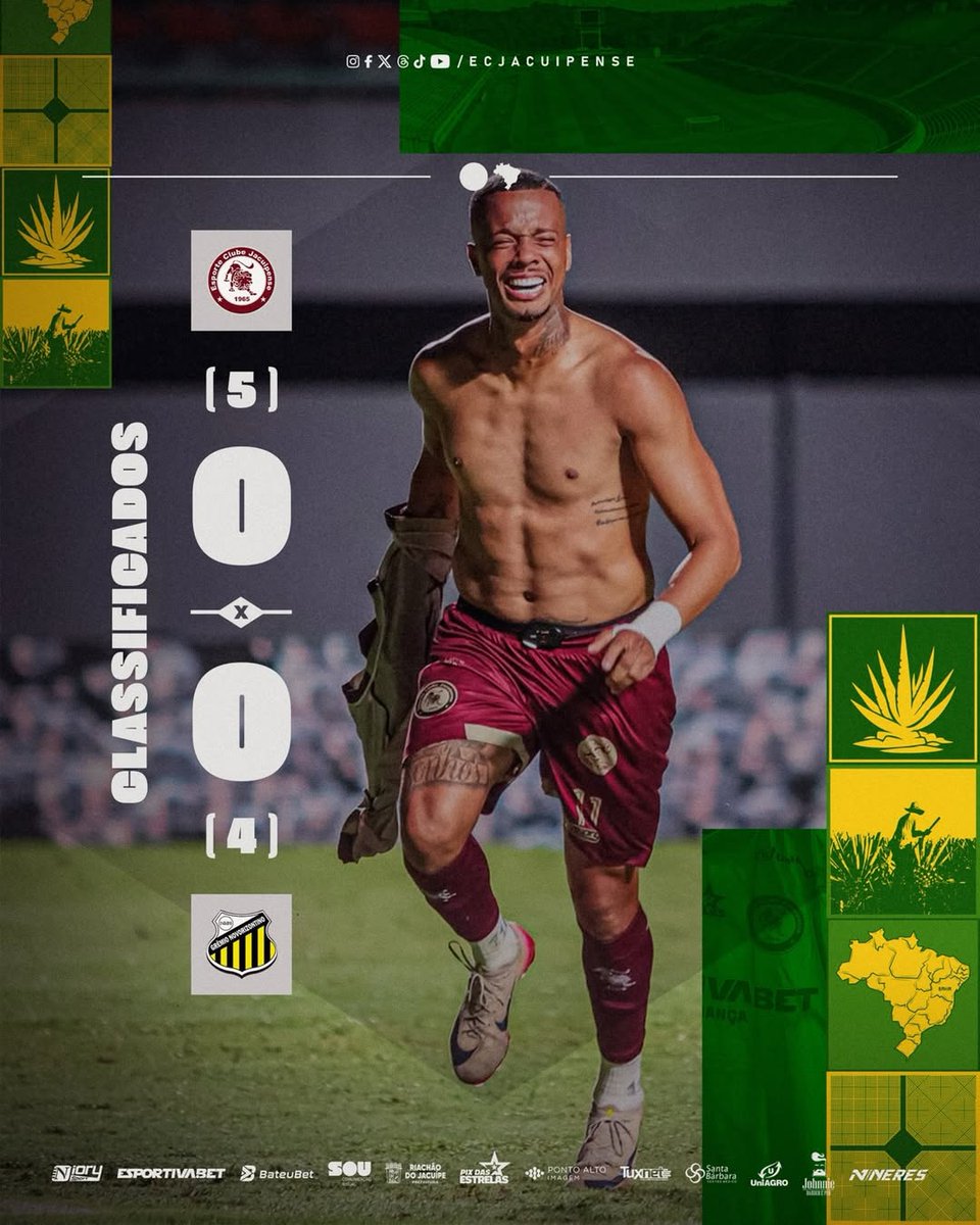 Aconteceu a grande zebra da Copa do Brasil: o Jacuipense eliminou o Novorizontino, vice-campeão paulista, nos pênaltis.

O Jacuipense já tinha dado trabalho no Campeonato Baiano e agora garantiu vaga na 5ª fase. Deve enfrentar algum time da Série A. 

Riachão do Jacuípe está em