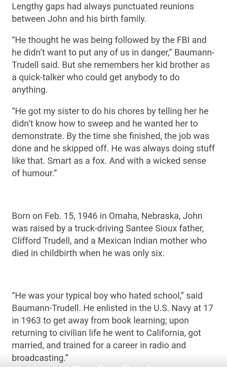 Bdonna456290's tweet image. John Trudell was a Native American who Peter Matthiessen described as 'the most eloquent speaker in the movement' [AIM]. But only hours after burning the flag in symbolic protest, his 🏠 was burned down, killing his pregnant wife &amp;amp; kids.
Pt. 1/3
#nativehistory #history