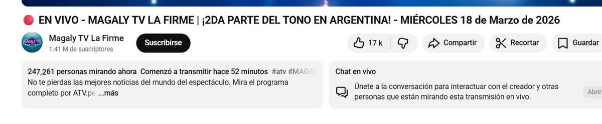 yacasiperu's tweet photo. Oeeeeeeee 247k conectados #MagalyTVLaFirme https://t.co/6V4Szdd6SC
