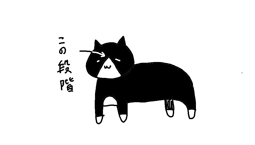 白黒のハチワレを見るたび、この段階に来て「黒やめて白にしよう」と