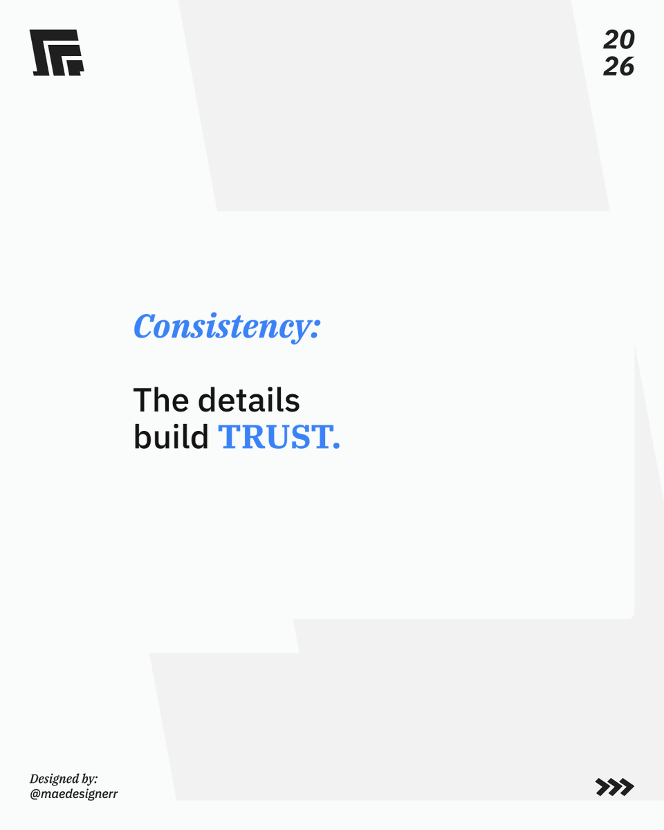 MAEDesignerr's tweet photo. Intention — Every color, font, layout choice should be there for a reason. Random decisions make weak work.  Consistency — Small details add up. When they're consistent, people notice. When they're not, people feel it. #design #designer #graphicdesign #graphicdesigner #branding https://t.co/xfo2oQYdxA