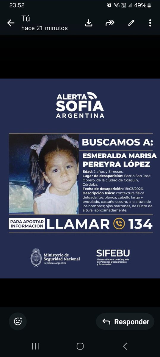 adricos63's tweet photo. Esmeralda, tiene 2 años, desapareció en Cosquin.... ayuden a difundir https://t.co/Ww1KbYm0tY