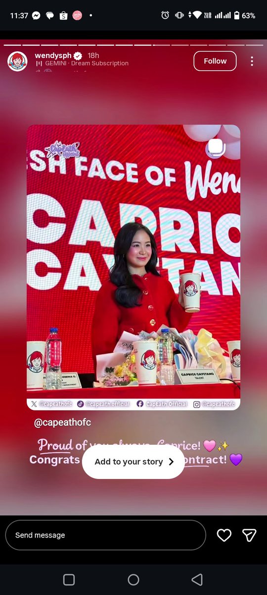 Sorry if this is OA pero kinilig ako na nire-story tayo ni Wendys sa IG 💜💜 So proud talaga sa ating bby Gurl Capcap. Just know that we are always here for you Caprice🩷

#CapriceCayetano #CapEath