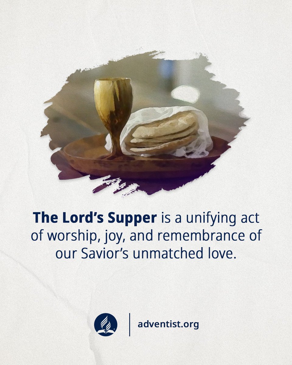 adventistchurch's tweet image. What is the importance of the Lord's Supper?

Participating in the Lord's Supper, the Communion Service, to commemorate Jesus' sacrificial death on the cross shows our gratitude to Him in a respectful manner. It's a time to reflect on what Jesus has done for us and His unfailing