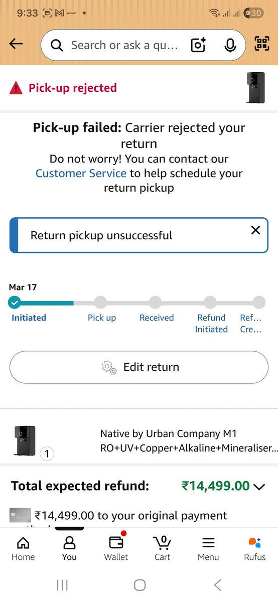 _dinesharora's tweet image. @amazonIN @AmazonHelp 

Yesterday pickup was not done because of weather in delhi or any other reason?

Please let me know #amazon #nativeRo #urbancompany