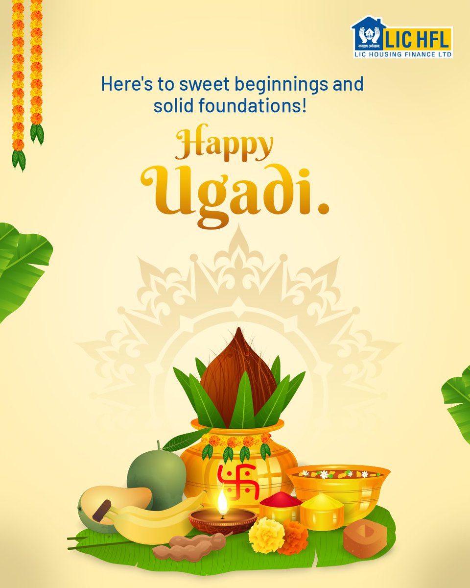 LIC_HFL's tweet photo. May this new year bring you the joy of new beginnings, the comfort of family, and the pride of your own home. LIC Housing Finance family wish you a very happy and prosperous Ugadi! 🌟🏡
#HappyUgadi #Ugadi2026 #LICHFL #Homy #ApnaGhar https://t.co/BY1JfEyuvR
