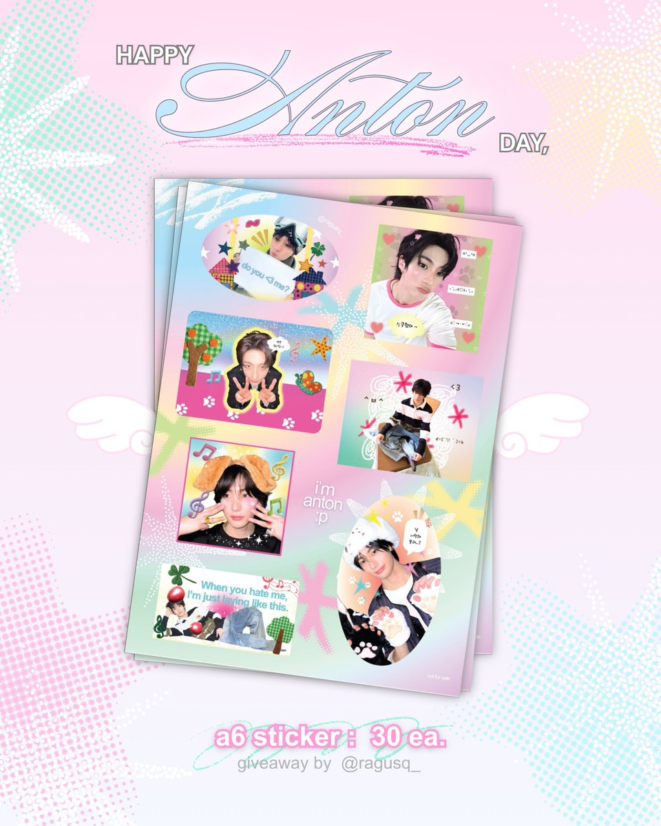 pls kindly rt ༊·˚

⸝꙳.˖ giveaway anton's day 🐶
 21 march 2026

𖣦 glitter sticker a6 30 ea

#When_sTONe_meets_anTON / 10 ea
🝮ᵎ time : tba 

#No22AntonyHouse / 10 ea
🝮ᵎ time : 13.00 - 14.20 

#ANTONaut4321_Station / 10 ea
🝮ᵎ time : 16.00 - 16.50
