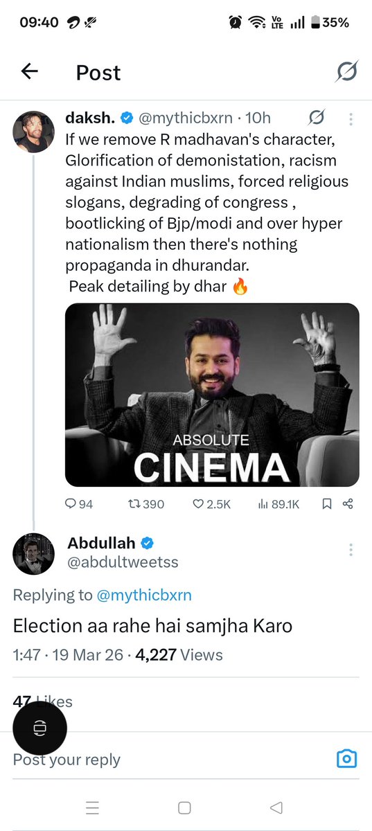 Not a single mention of Indian Muslims in the movie Dhurandhar 

Look at this clown <a href="/abdultweetss/">Abdullah</a> 

Crying for Terrorist and drug mafia shown in the movie 

Religion is always above for these ass**

You can never change it, it's in their blood