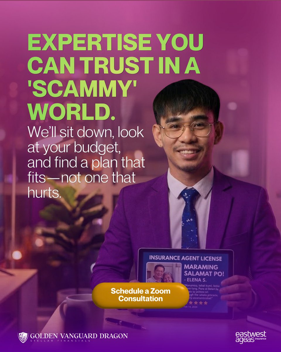 GVDFinancials's tweet photo. Expertise you can trust in a 'Scammy' World.

I’ve helped 100+ families secure their first ₱1M coverage. No fluff, no ‘budol,’ just real numbers.

We’ll sit down for 15 minutes, look at your budget, and find a plan that fits - not one that hurts.

DM me to schedule a Zoom Call. https://t.co/RO0zqu4b7k