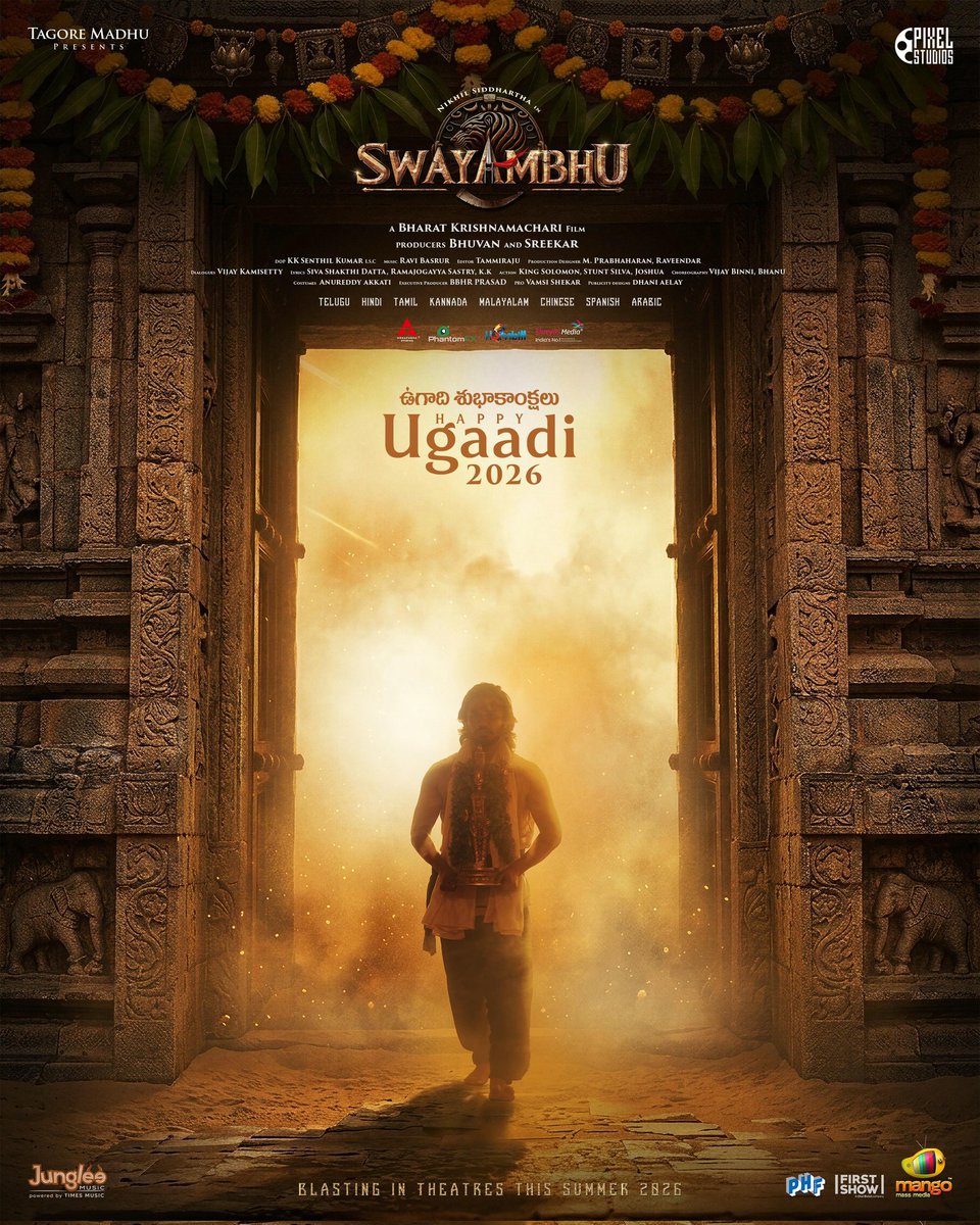 Viswa_27_08's tweet photo. ఉగాది శుభాకాంక్షలు ✨

Celebrating a new year rooted in Culture and Divinity. Team #Swayambhu wishes you all a very Happy and prosperous Ugadi 2026❤️ 

ICYM the #SwayambhuTeaser.
▶️https://t.co/84nyRCwxcL…

BLASTING IN THEATRES THIS SUMMER 2026 🤩

@actor_nikhil https://t.co/27Q2ApSdq5