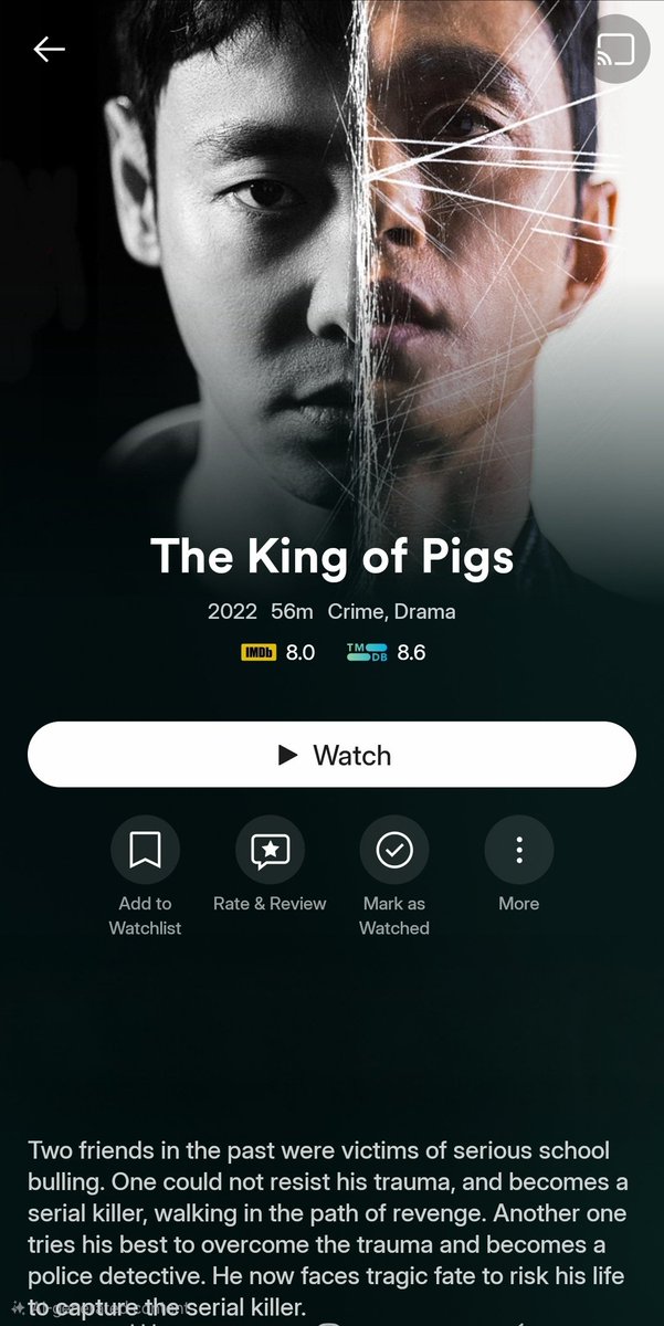 مسلسل كوري

                   The King of Pigs

يلتقي صديقان ويتذكران تجاربهما كضحايا للتنمر في المدرسة عندما يتلقيان رسالة من صديق قديم تعرفا عليه قبل عشرين عامًا وتبدأ عمليات قتل متسلسلة غامضة في الحدوث.
