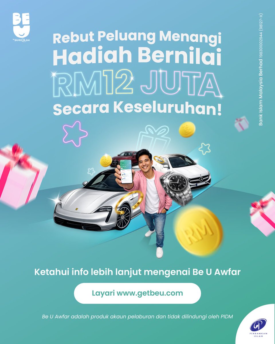 getbeu's tweet photo. Peluang untuk menjadi jutawan suku tahun? 👀

Kenali nama baharu – Be U Awfar!

Bermula 1 Mac, kiraan Eligibility Unit (EU) kini dikemas kini untuk Cabutan Bulanan & Suku Tahunan yang baharu.

Sebut sama-sama: Be U Awfar!

Lebih banyak penempatan anda, lebih besar peluang untuk menang.

Untuk maklumat lanjut, layari https://t.co/XXcrzcXWsp