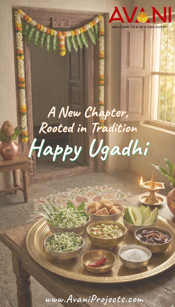 AvaniProjects's tweet photo. Wishing you a harmonious Ugadi from Avani Projects.

#UgadiWishes #HappyUgadi #Ugadi2026 #AvaniProjects #FestiveVibes #NewBeginnings #Prosperity #JoyAndSuccess #GatedCommunityLiving #VillaPlots #Sadashivpet #HyderabadRealEstate #AvaniHoneyComb #CelebrateNewBeginnings https://t.co/NGhlTnChsl