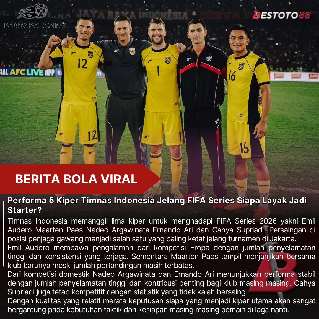 BeritaBola3656's tweet photo. Lima kiper dipanggil untuk FIFA Series 2026. Persaingan di bawah mistar jadi salah satu yang paling ketat.
Menurut kamu siapa yang paling layak jadi kiper utama?

Daftar disini : https://t.co/1VhIrsc5s8

#Lebaran2026Terkendali  Selamat Hari Raya Nyepi Murni Jaya Bahlil https://t.co/kT8aHM6a9G