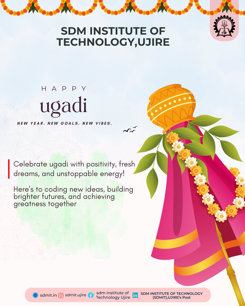sdmitujire's tweet photo. Wishing everyone a very Happy Yugadi! 🪴✨

May this New Year bring abundance, success, and new opportunities for all. Here's to fresh starts and great beginnings! 🌸

#Yugadi #Ugadi #SDMITUjire #NewYearWishes #FestivalVibes https://t.co/Ar9oGpGdDr