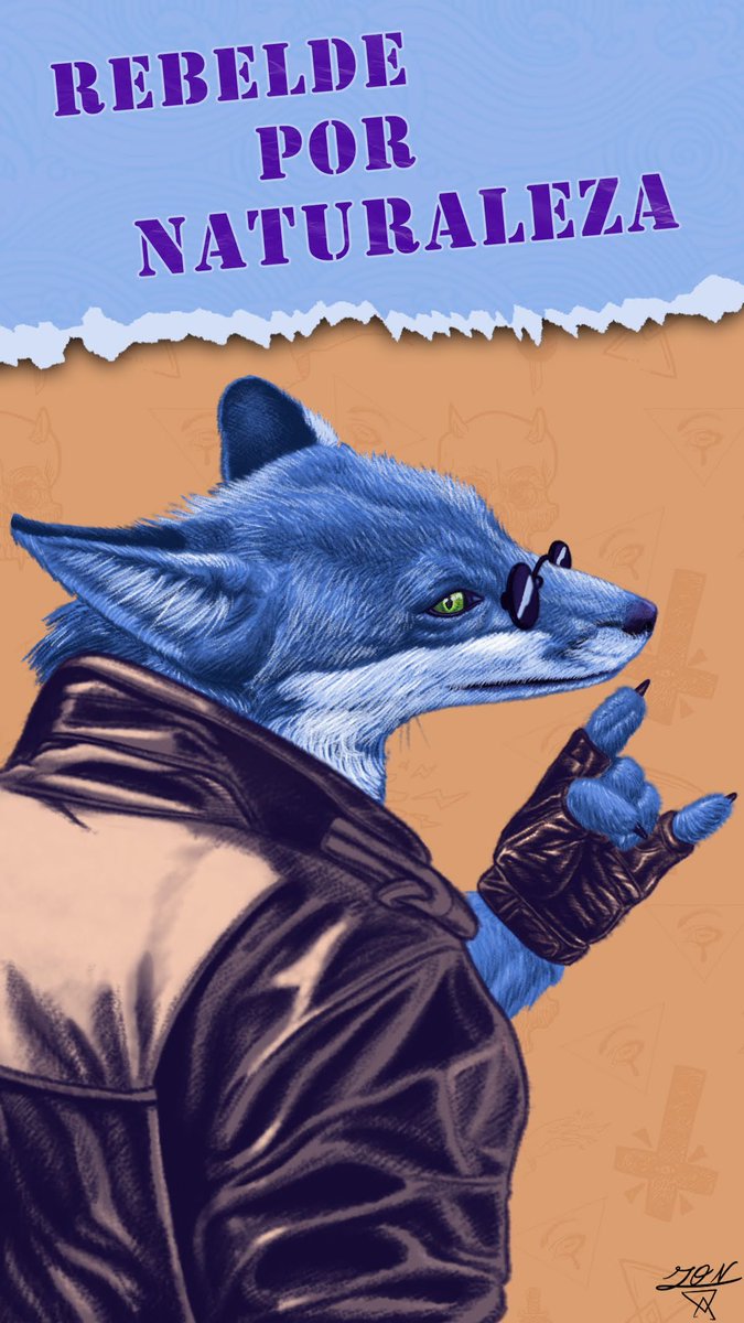 Siempre es un buen momento para dibujar un zorro, luego viene el pensamiento de "Y por qué no que sea azul en vez de naranja?" Todo un rebelde, pero, qué es un rebelde sin su chumpa de cuero? 
Y así hasta que llegó a ser esta ilustración. Me gustó y es lo que importa 🦊😎