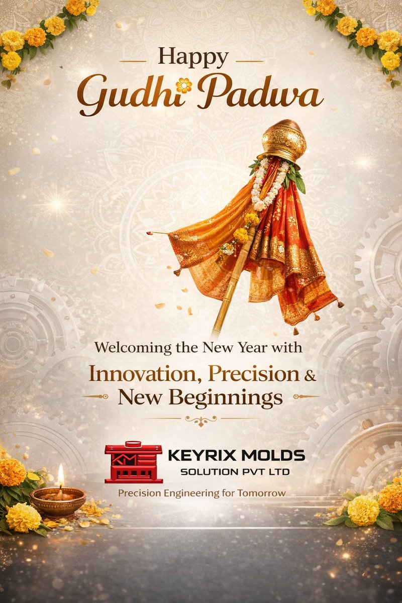 keyrixmolds's tweet photo. 🌼 Happy Gudhi Padwa 🌼
Welcoming the New Year with Innovation, Precision &amp; New Beginnings
May this new year bring innovation, growth, and precision in everything we build together.
🌼 Wishing everyone a joyful and prosperous Gudhi Padwa.
#GudhiPadwa #IndianNewYear #KeyrixMolds https://t.co/4LicpjqTyu