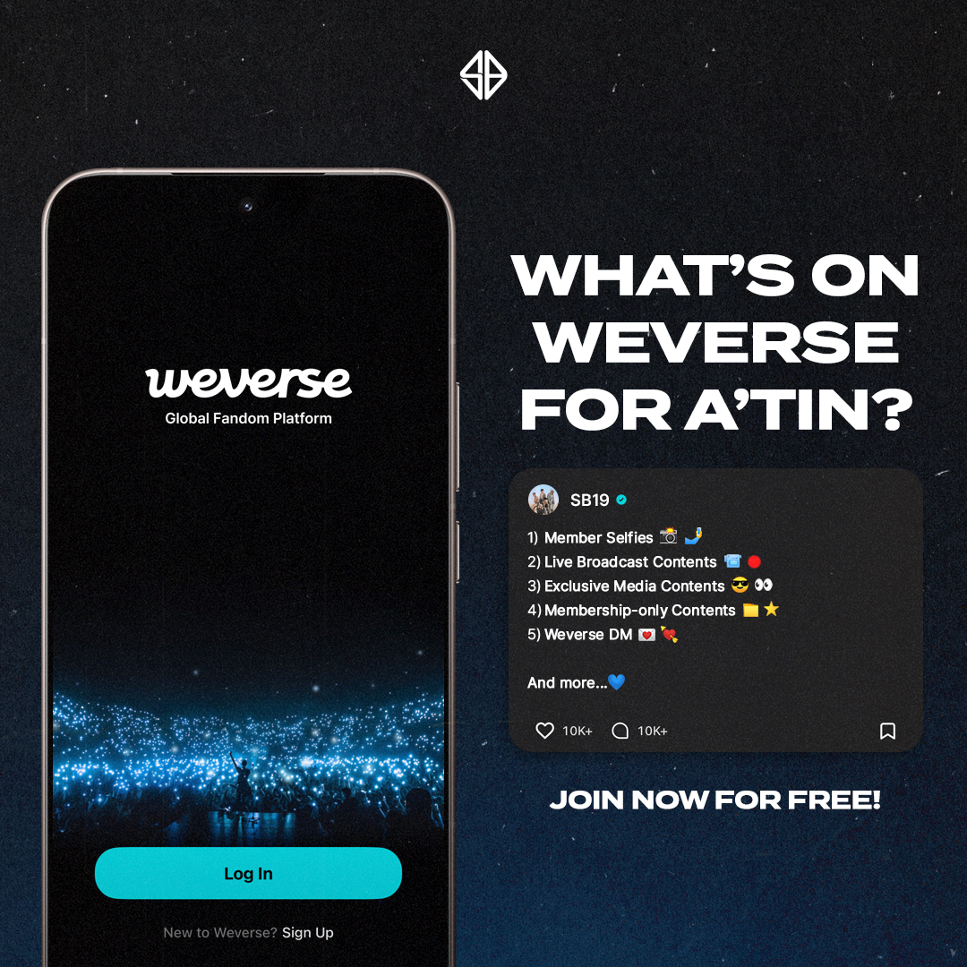 Your all-access pass to all things SB19 is finally here!

Don’t miss a moment from SB19 and keep the A’TIN fandom alive.

Join SB19’s community now for FREE 💙
🔗 weverse.io/sb19/highlight

WEVERSE IN OUR ZONE
#SB19 #WeverseWithSB19