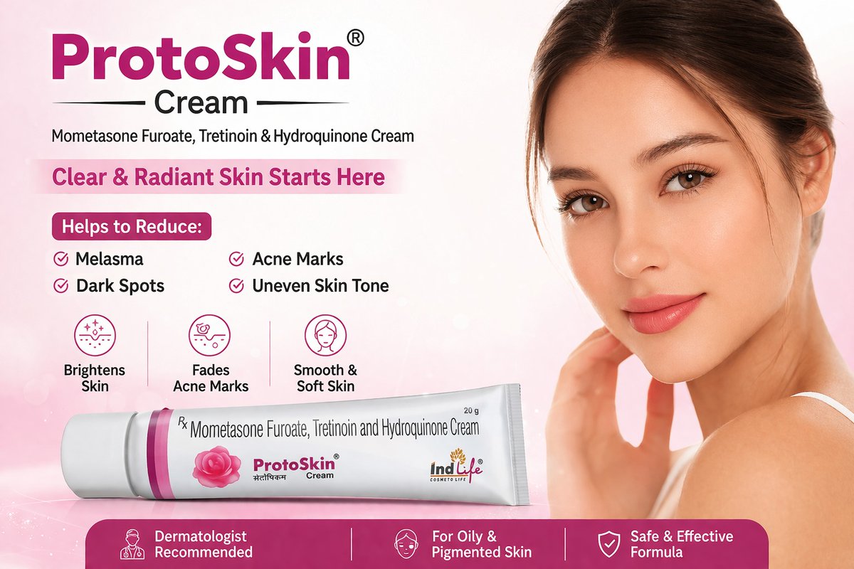 ✨ Say hello to clearer, brighter skin with ProtoSkin Cream! ✨

Formulated with Mometasone Furoate, Tretinoin &amp; Hydroquinone, this powerful blend works to visibly reduce melasma, dark spots, acne marks &amp; uneven skin tone 💖

#ProtoSkin #SkincareRoutine #ClearSkin #GlowingSkin