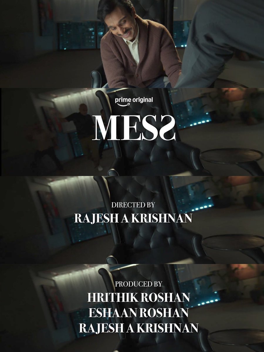 OTT_Trackers's tweet image. #MESS (Hindi) 

Cast- Pratik Gandhi, Ranvir Shorey, Gajraj Rao, Anurag Thakur

Director- Rajesh A Krishnan
Writers- Original Screenplay: Paul Soter | Adapted screenplay and dialogues: Kapil Sawant

Producers – Hrithik Roshan, Eshaan Roshan, Rajesh A Krishnan