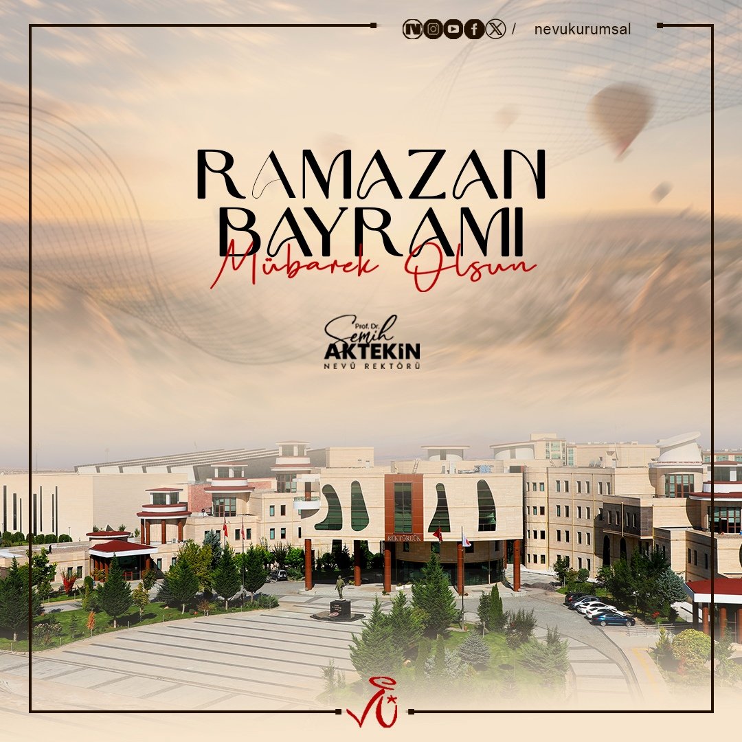 Öğrencilerimizin, akademik ve idari personelimizin, ailelerinin, Nevşehirli hemşehrilerimizin, aziz milletimizin ve tüm İslam aleminin Ramazan Bayramı’nı tebrik ediyorum.
​Prof. Dr. Semih AKTEKİN
Rektör 
#NEVÜ Rektörü <a href="/semihaktekin/">Semih AKTEKİN</a>’in mesajı 
👉nevsehir.edu.tr/tr/54821