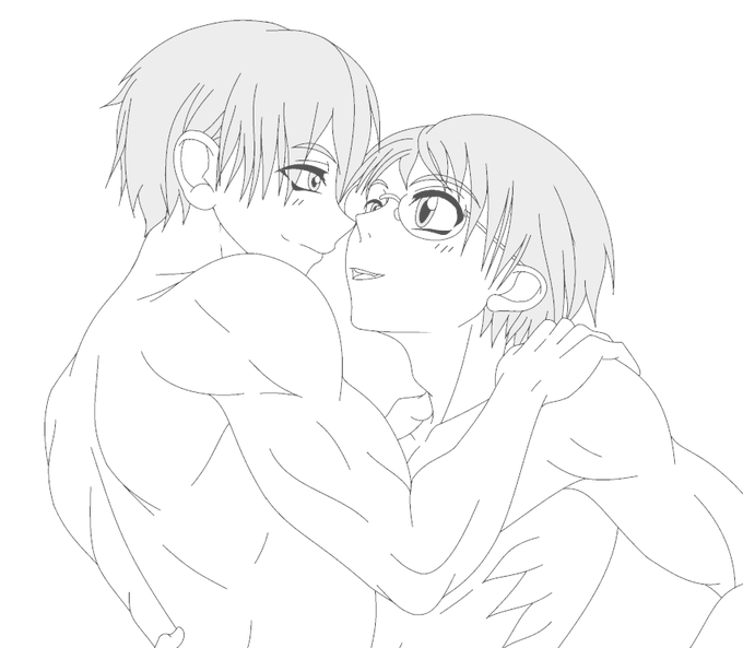 次のえっちCGの下書き中ですが、キャラ2体はやはり時間がかかりますネ(:8[  ]
1体だけの3～4倍くらい労力あがる 