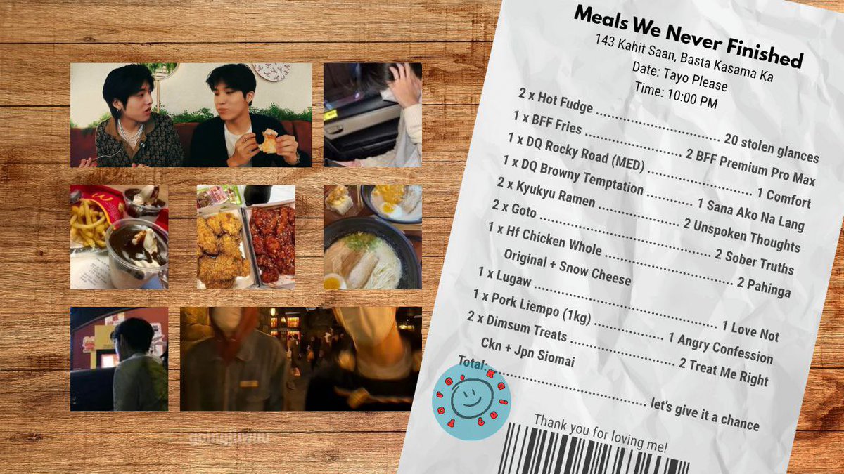 goingjuwuu's tweet photo. 🍜 Meals We Never Finished.
a hjw filo au PROMPT

“Tara, kain?” Isang pariralang madalas nating sabihin tuwing magkasama tayo.

For most people, it’s just a simple invitation to eat. But to me? It means tasting another spoonful of memories with you. https://t.co/l8FszJVS4P