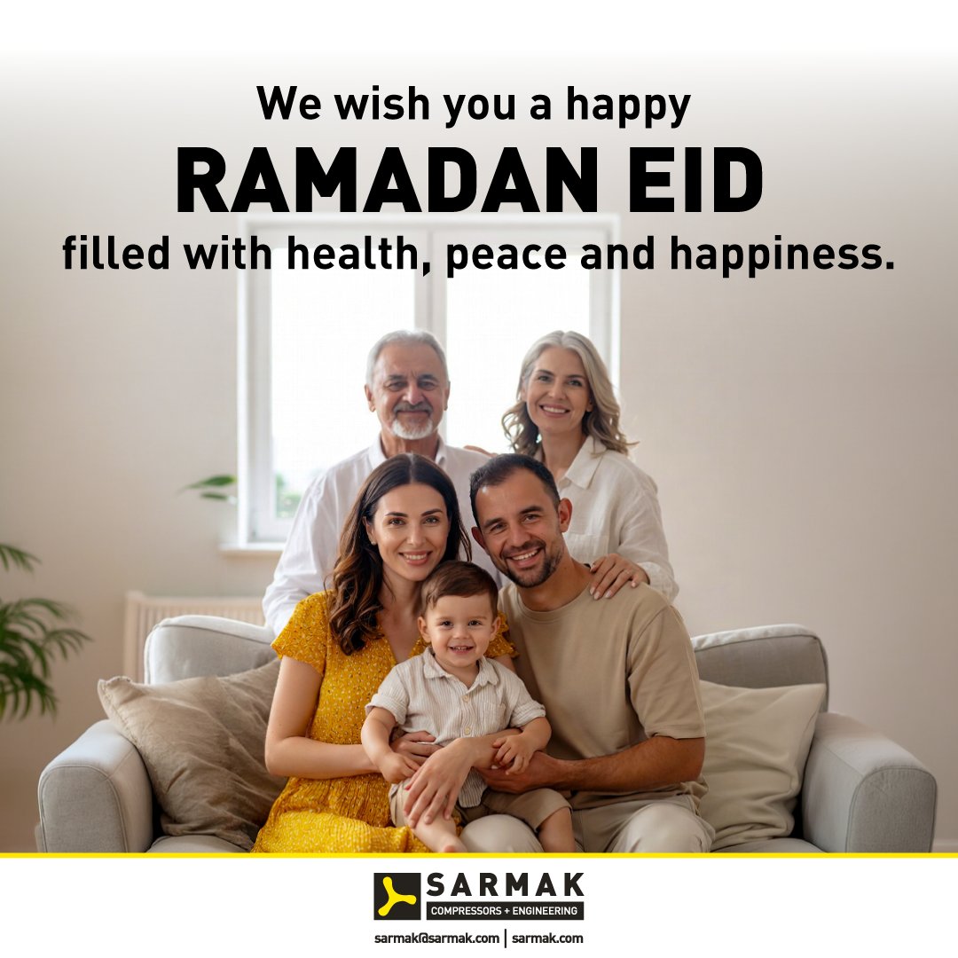 Sevdiklerinizle birlikte sağlıklı, huzurlu ve mutluluk dolu bir bayram geçirmenizi temenni ederiz. Ramazan Bayramınız Kutlu Olsun.

We wish you a happy Ramadan Eid filled with health, peace and happiness.

#sarmakkompresör #ramazanbayramı #ramadaneid