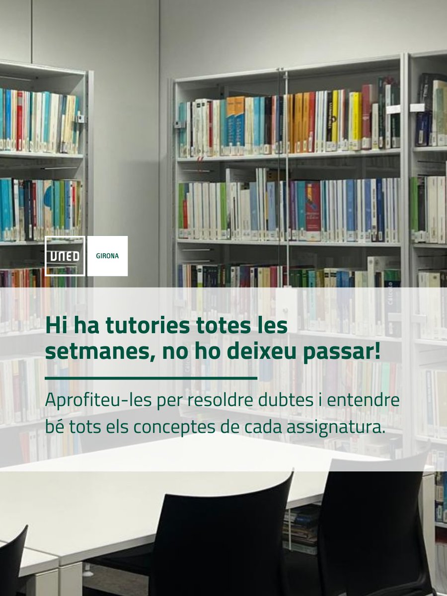 UNEDGirona's tweet photo. Cada setmana tens tutories per resoldre preguntes, reforçar conceptes i avançar amb més seguretat en cada assignatura 💪📚
Aprofita aquest espai per aclarir idees i treure el màxim profit del teu aprenentatge💡
Les tutories poden marcar la diferència! 🚀

#uned #somuned #tutories https://t.co/QvPwn4n0JV
