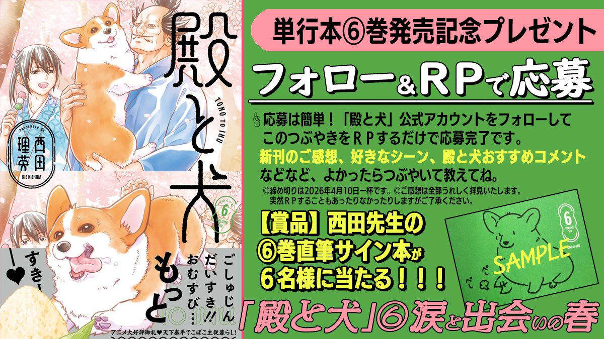 🐯6巻発売しました&TVアニメ御礼🐶『殿と犬(とのといぬ)』公式 tweet media