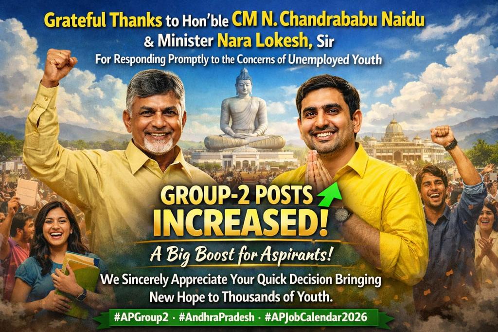 mani967696's tweet photo. @apjobaspirants @AndhraPradeshCM @ncbn @naralokesh @chiranjeevimlc @JaiTDP @rajasekharam66 @SrikanthMLC @Bhumireddymlc @tdjanardhan @katchannaidu @PayyavulaOffl @MinisterSavitha @RamanaiduTDP @SatyaAnagani గౌరవ @AndhraPradeshCM శ్రీ @ncbn గారికి, మంత్రివర్యులు శ్రీ @naralokesh గారికి మరియు @chiranjeevimlc గారికి నిరుద్యోగులు మా తరపున హృదయపూర్వక ధన్యవాదములు సార్🙏

గ్రూప్2 పోస్టులు పెంచండి సార్ సరిపోవు అని అడిగిన వెంటనే పోస్టులు పెంచేరు🙏
#APGroup2
#AndhraPradesh
#APJobCalendar2026 https://t.co/vwyaCw7api