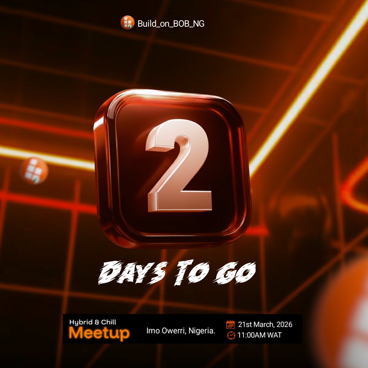 Imo is about to feel the builder energy 🔥

⏳Only 2 days to go

Who’s ready to vibe with us?

📅 21st March 2026
⏰ 11:00 AM WAT
📍 Cafeone Owerri

Expect talks, networking, games, swag… and all the good vibes

Don’t miss out🙌