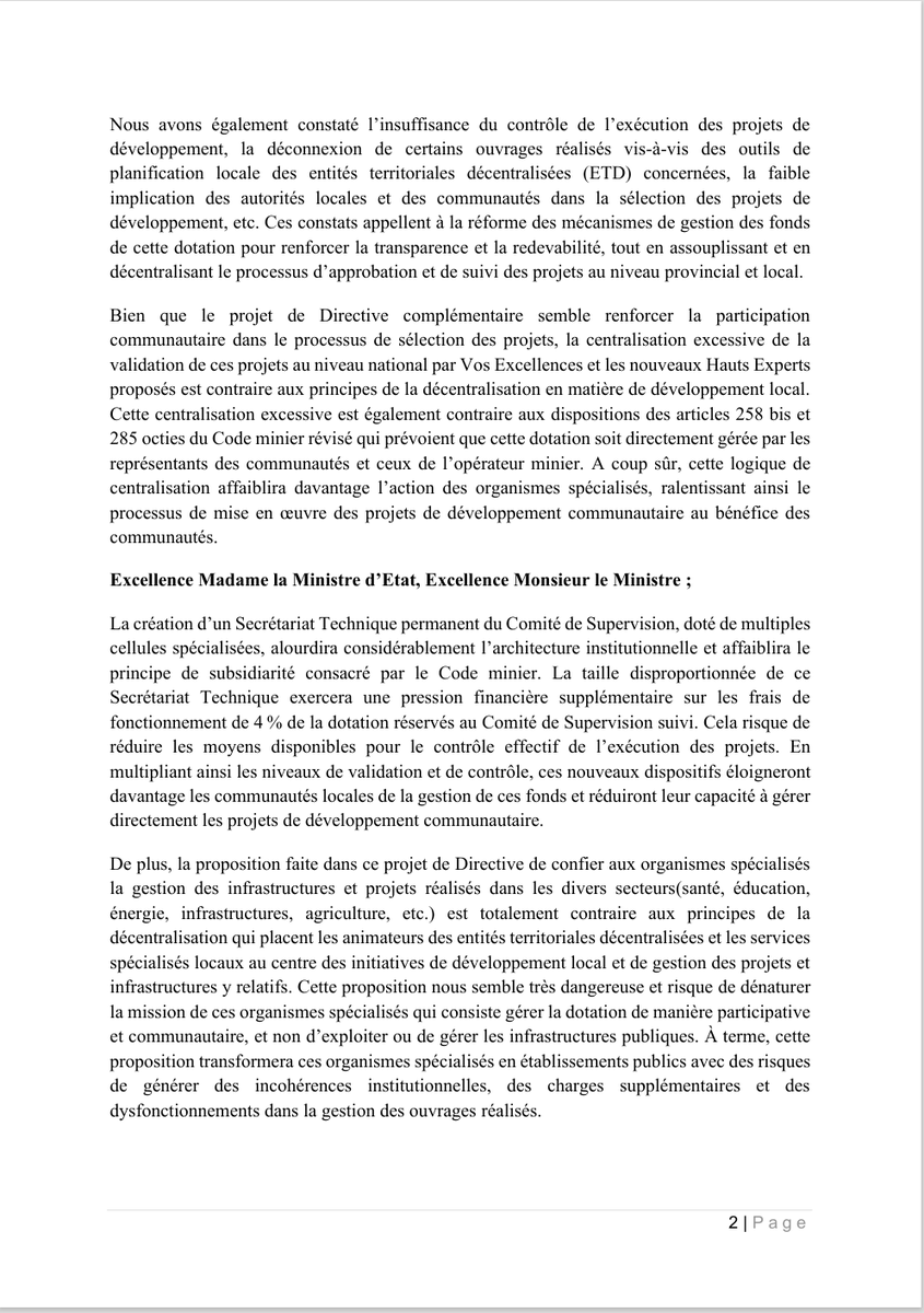 CongoMines's tweet image. 📌 #RDC_Mines | Dotation 0,3% du chiffred'affaires.
La société civile juge problématique le contenu du #projet de directive complémentaire sur la gestion de la dotation minimale de 0,3 % du chiffre d’affaires, destinée au financement des projets de développement communautaire