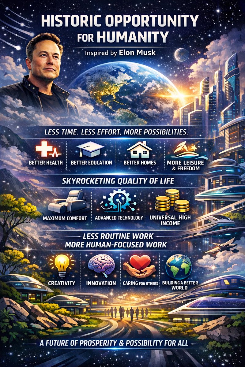 TKParasuraman's tweet photo. @XFreeze Lets bring up the super genius &amp; powerful child(AI) with proper #valuesystem (#Truthseeking)

Then, We will end up in a world with #LessWork-MoreProductivity, #MoreTime for #HumanONLYroles &amp; Leisure &amp; 
#MoreComfort with highest quality of life with 
#Highest Basic Income for all https://t.co/p78r07jIU2