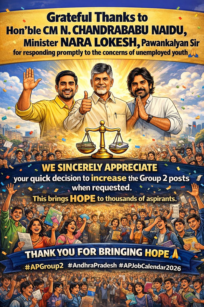 dsk414414's tweet photo. @apjobaspirants @hadrikak30511 @AndhraPradeshCM @ncbn @naralokesh @chiranjeevimlc @JaiTDP @rajasekharam66 @SrikanthMLC @Bhumireddymlc @tdjanardhan @katchannaidu @PayyavulaOffl @MinisterSavitha @RamanaiduTDP @SatyaAnagani #APGroup2
#AndhraPradesh
#APJobCalendar2026
Thank you so much for increasing group 2 posts🙏🙏🙏🙏🙏🙏🙏🙏🙏🙏🙏🙏🙏 https://t.co/vOS1HbgsXO
