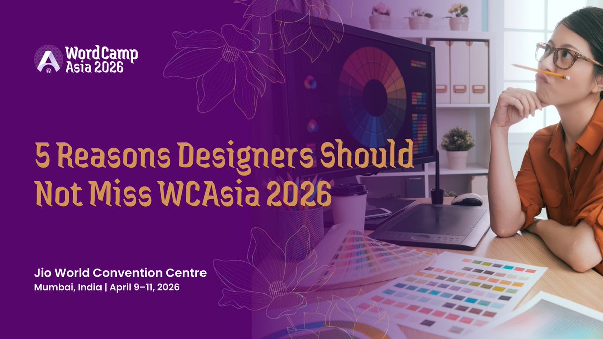 Design at scale isn’t just visuals — it’s what survives accessibility, performance, and real-world use.

That’s the kind of thinking you experience at WordCamp Asia 2026.

Here are 5 reasons designers shouldn’t miss it 👇
buff.ly/UNvNhxv

#WCAsia #WordPress #WebDesign