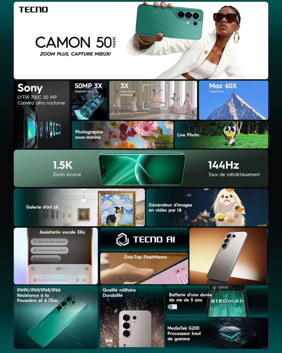 TECNOMobileSN's tweet photo. Simple, élégant… et encore plus puissant.
Le TECNO CAMON 50 Pro élève le style à un autre niveau 📷📷
Un design qui attire instantanément le regard et une présence qui se fait remarquer sans effort.
Plus qu’un smartphone, c’est une vraie signature
#CAMON50Pro #TECNO #TECNOAI #PowerYourMoment