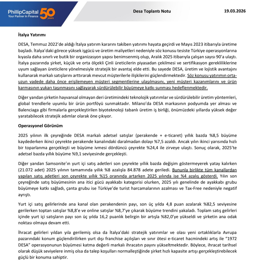 PiyasaTurkiye's tweet image. #DESA Desa Deri Toplantı Notu