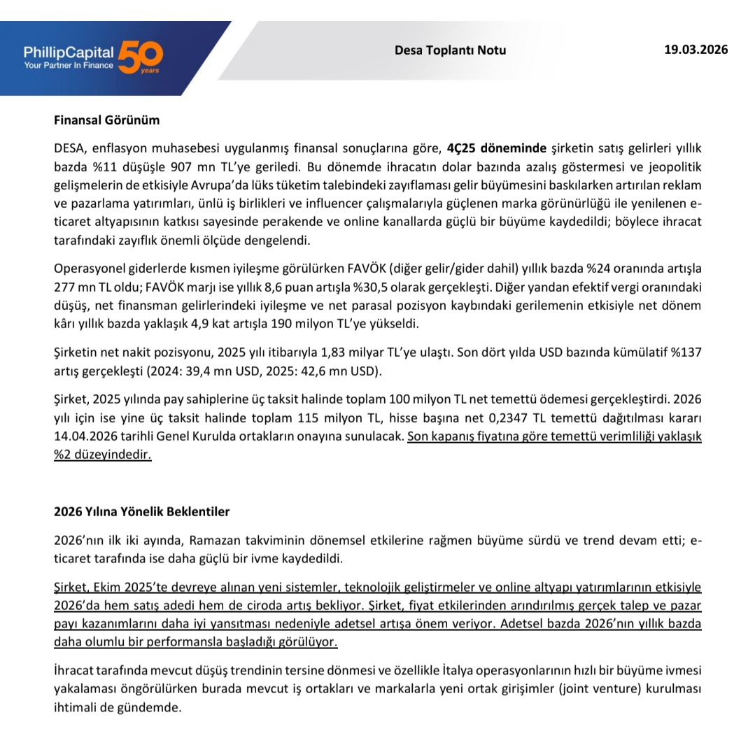 PiyasaTurkiye's tweet image. #DESA Desa Deri Toplantı Notu