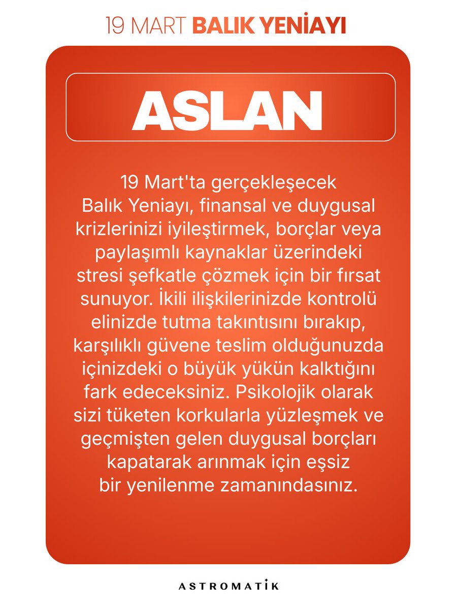 Astromatikk's tweet image. 19 Mart – Balık #Yeniayı ve #Aslan burcuna etkisi