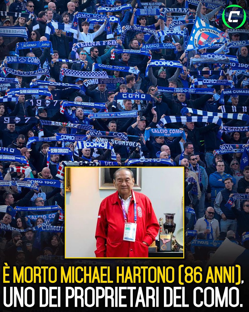 È morto a Singapore all’età di 86 anni Michael Bambang Hartono, proprietario del #Como e azionista di riferimento assieme al fratello Robert Budi. 

L’avventura dei fratelli Hartono nel calcio italiano è iniziata nel 2019, quando hanno rilevato il Como attraverso la controllata