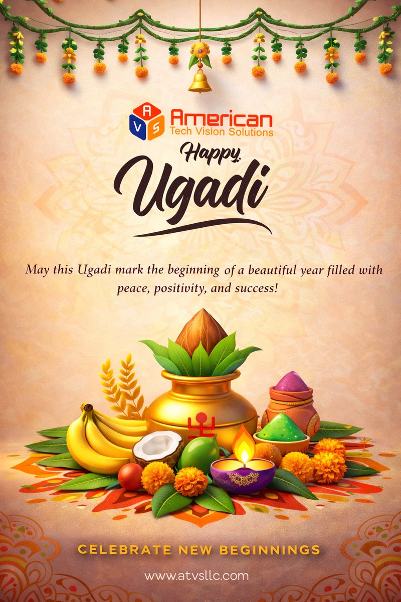 AmericanTechVi3's tweet image. 🌿✨ Wishing everyone a joyful Ugadi!

May this new year bring fresh opportunities, innovation, and success. At American Tech Vision Solutions, we look forward to another year of growth and impactful technology solutions.

#Ugadi #NewBeginnings #ATVS #Innovation 🌼