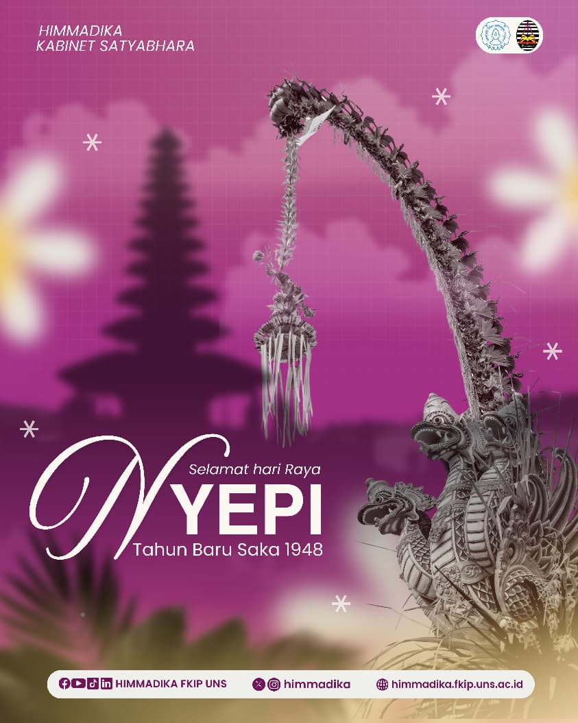 himmadika's tweet photo. 🕊️ [SELAMAT MEMPERINGATI HARI RAYA NYEPI] ✨

Mari jadikan momen ini sebagai waktu untuk memperbaiki diri, mendekatkan hati kepada Tuhan, dan menebar kebaikan bagi sesama.

#HIMMADIKA2026 #HARIRAYANYEPI #KabinetSatyabhara https://t.co/TpgfE5gCwc