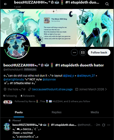 beccHUZZAHHH⋆。°✩🚦🦇 #1 stupideth duoeth fan tweet media