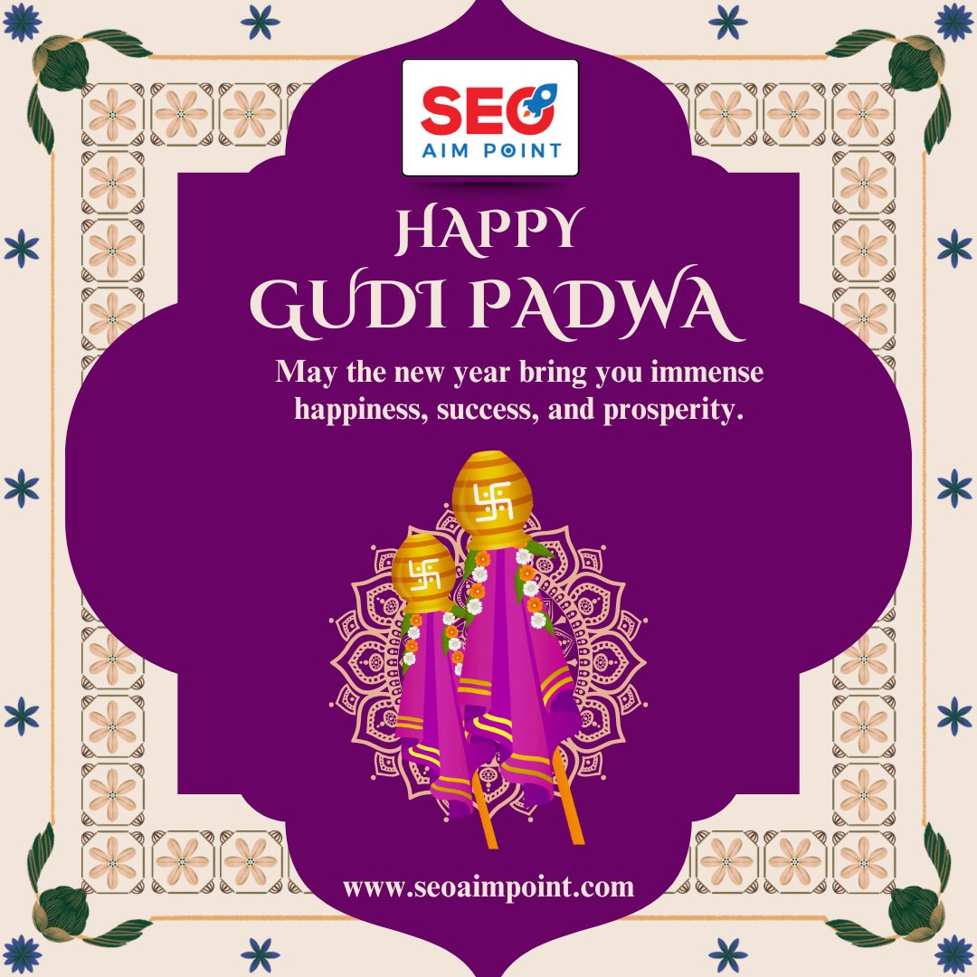 seoaimpoint's tweet photo. This Gudi Padwa, let’s rise higher like the Gudi! 🚩
May your brand shine brighter and reach new heights of success.

Happy Gudi Padwa from Team SEO AIM POINT 💜

#BusinessGrowth #DigitalMarketing #GudiPadwa #BrandSuccess #SEO #SEOAIMPOINT https://t.co/FFKVQVFAE1