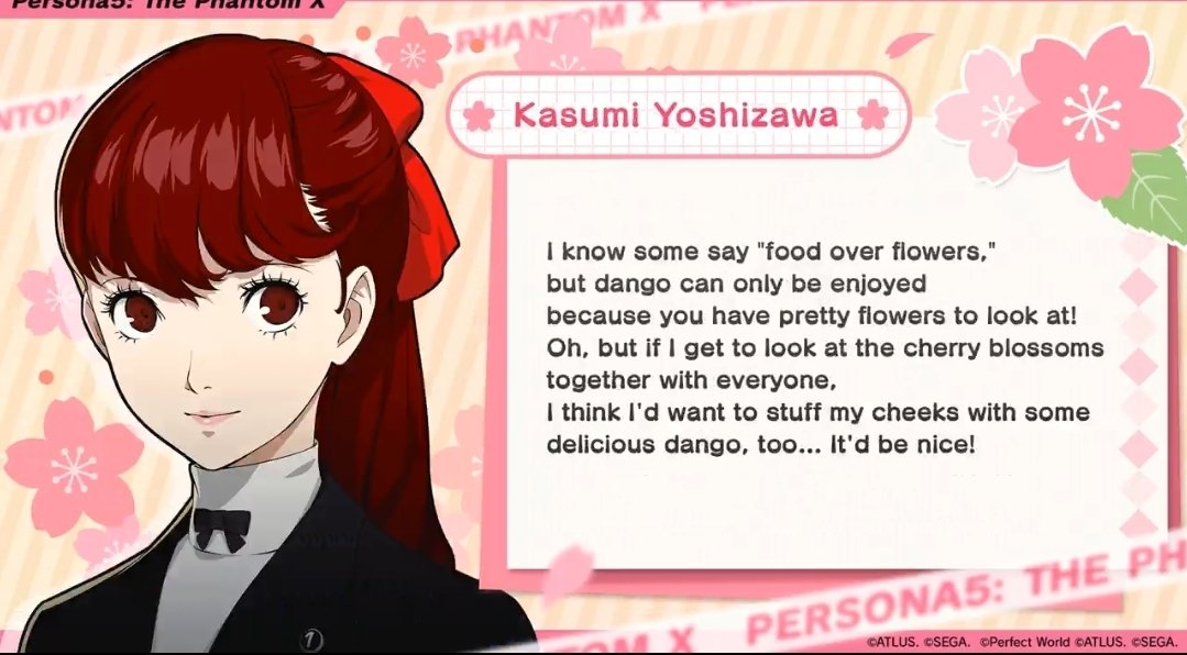 MilkyCupCup's tweet photo. @P5XOfficialWest MY GOAT KASUMI.

I will, I will eat Dango with you while looking at cherry blossoms. Whatever you want, as long as I get good luck while pulling for you 🙏 

#P5XPerfectCherryBlossoms https://t.co/QwZU5vS4k9