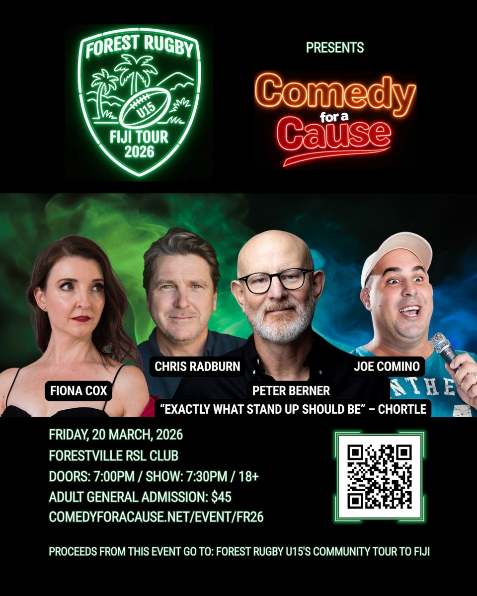Forest Rugby U15's Comedy Night Reminder: Tomorrow Friday 20th March. Grab your tickets here - mailchi.mp/60fea8bfaa01/f…