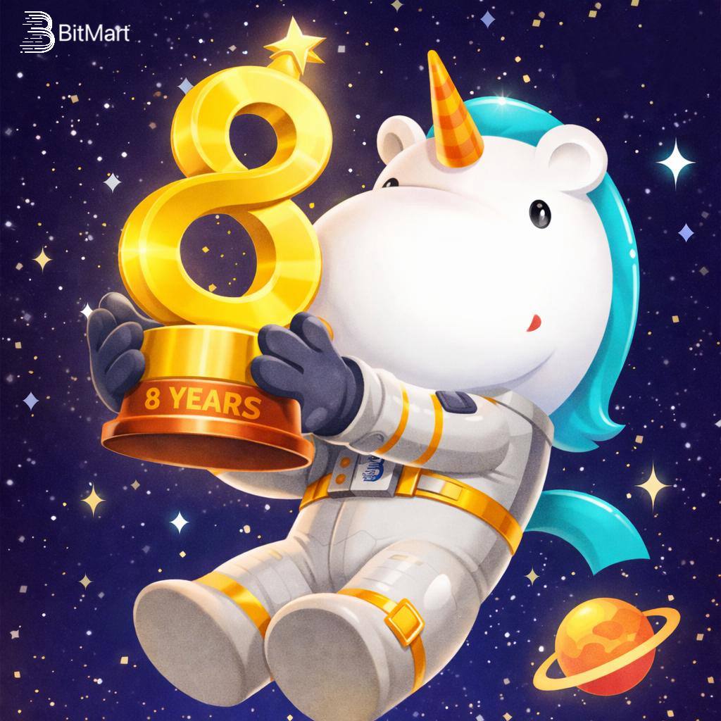 BitMart_VN's tweet image. Linh vật #BitMart bay cao cùng cúp chiến thắng biểu tượng số 8, đánh dấu một hành trình tuyệt vời! 🌟

Cùng chúng tôi tiếp tục chinh phục những đỉnh cao mới trong tương lai!

#BitMart8thAnniversary #CryptoJourney

~~~~~~~~~~~
Nội dung chỉ mang tính tham khảo,